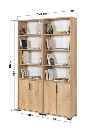Bogreol Hanah Home Evora (120 x 187 x 30 cm) Eg - Sapphire Oak - Opbevaring - Hylder & Reoler - Bogreol
