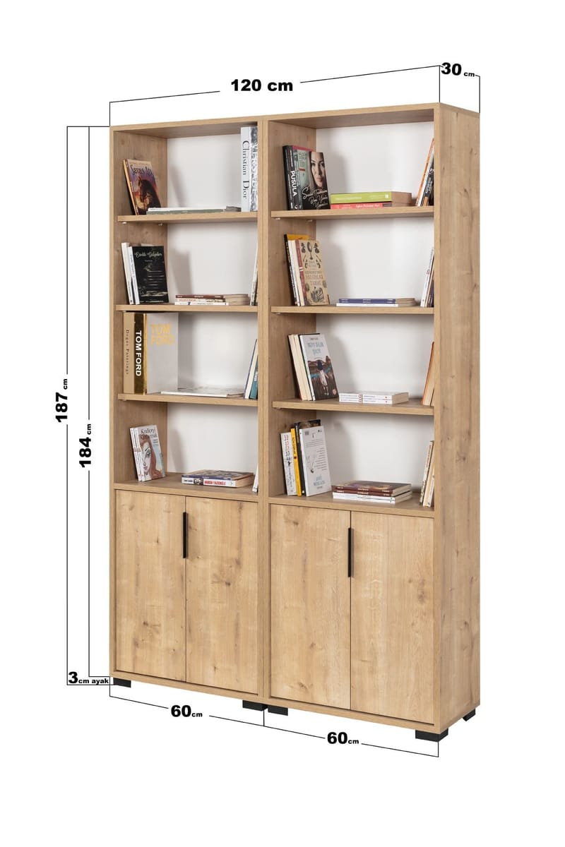 Bogreol Hanah Home Evora (120 x 187 x 30 cm) Eg - Sapphire Oak - Opbevaring - Hylder & Reoler - Bogreol