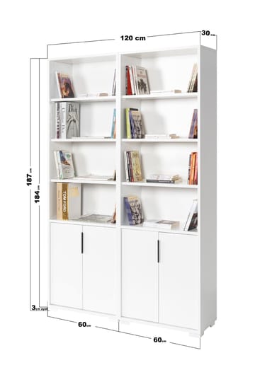 Bogreol Hanah Home Evora (120 x 187 x 30 cm) Hvid - Hvid - Opbevaring - Hylder & Reoler - Bogreol