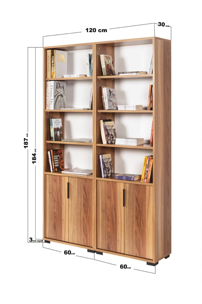 Bogreol Hanah Home Evora (120 x 187 x 30 cm) Valnød - Valnød - Opbevaring - Hylder & Reoler - Bogreol