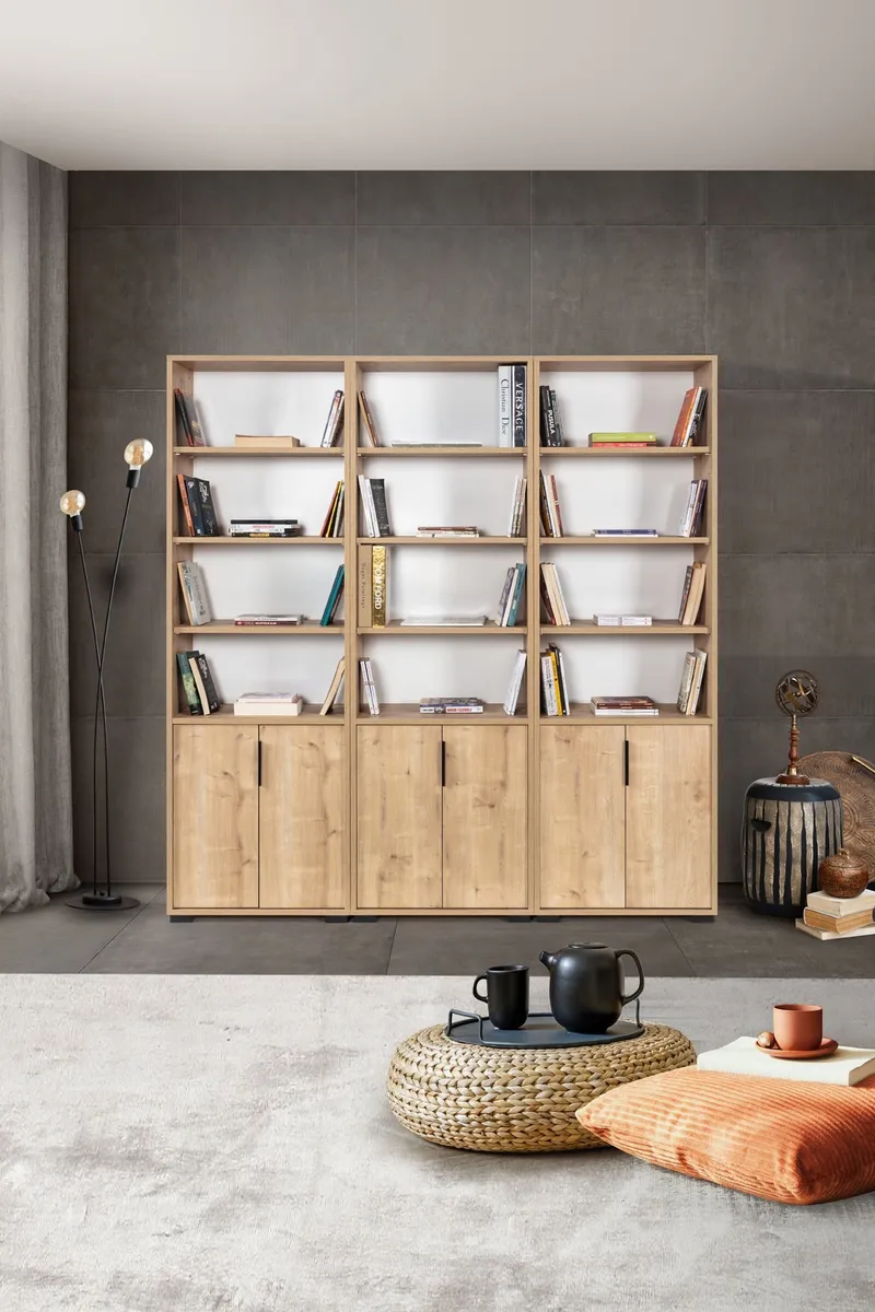 Bogreol Hanah Home Evora Wide (180 x 187 x 30 cm) Eg, Sapphire Oak