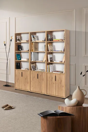 Bogreol Hanah Home Evora Wide (180 x 187 x 30 cm) Sapphire Oak - Sapphire Oak - Opbevaring - Hylder & Reoler - Bogreol