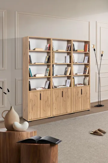 Bogreol Hanah Home Evora Wide (180 x 187 x 30 cm) Sapphire Oak - Sapphire Oak - Opbevaring - Hylder & Reoler - Bogreol