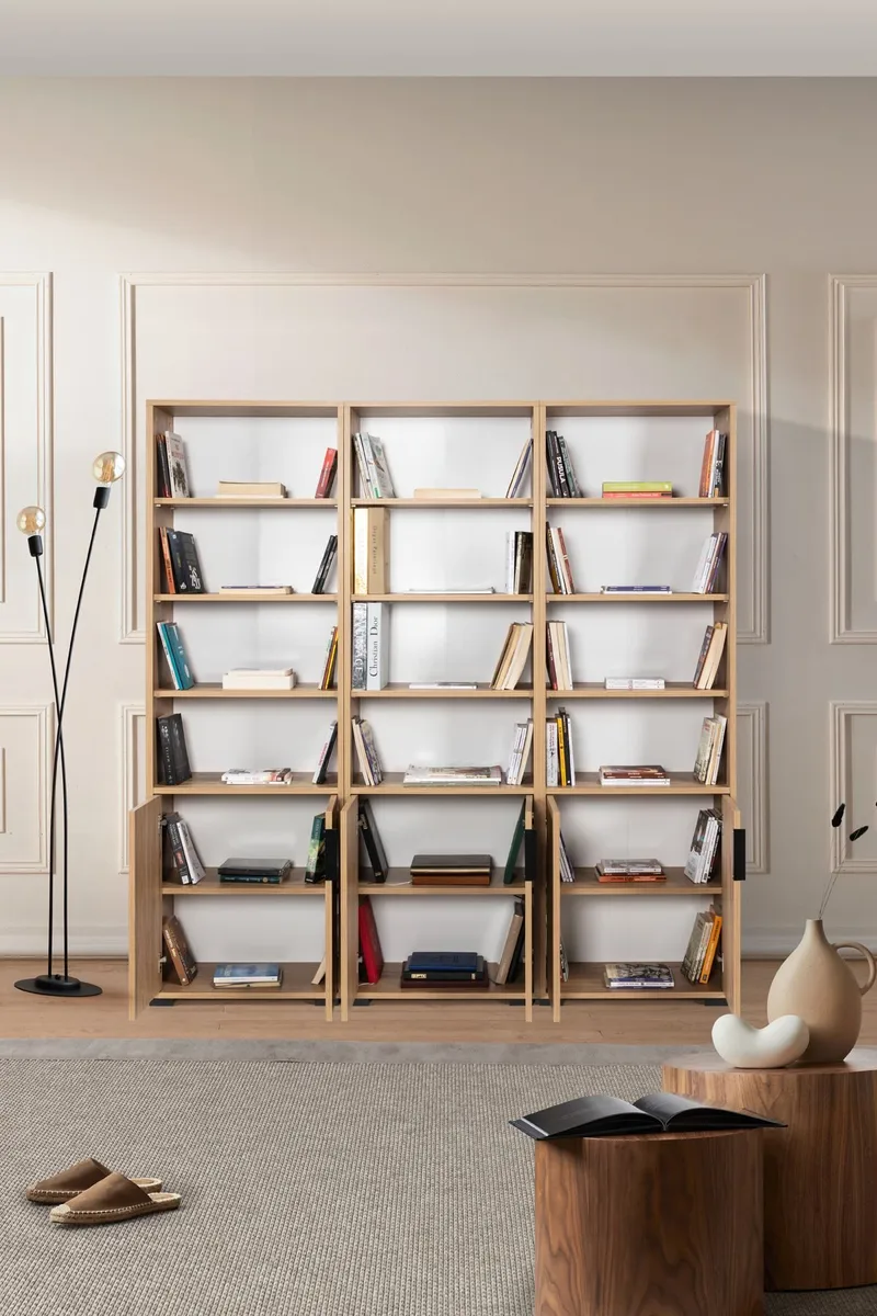 Bogreol Hanah Home Evora Wide (180 x 187 x 30 cm) Sapphire Oak - Sapphire Oak - Opbevaring - Hylder & Reoler - Bogreol
