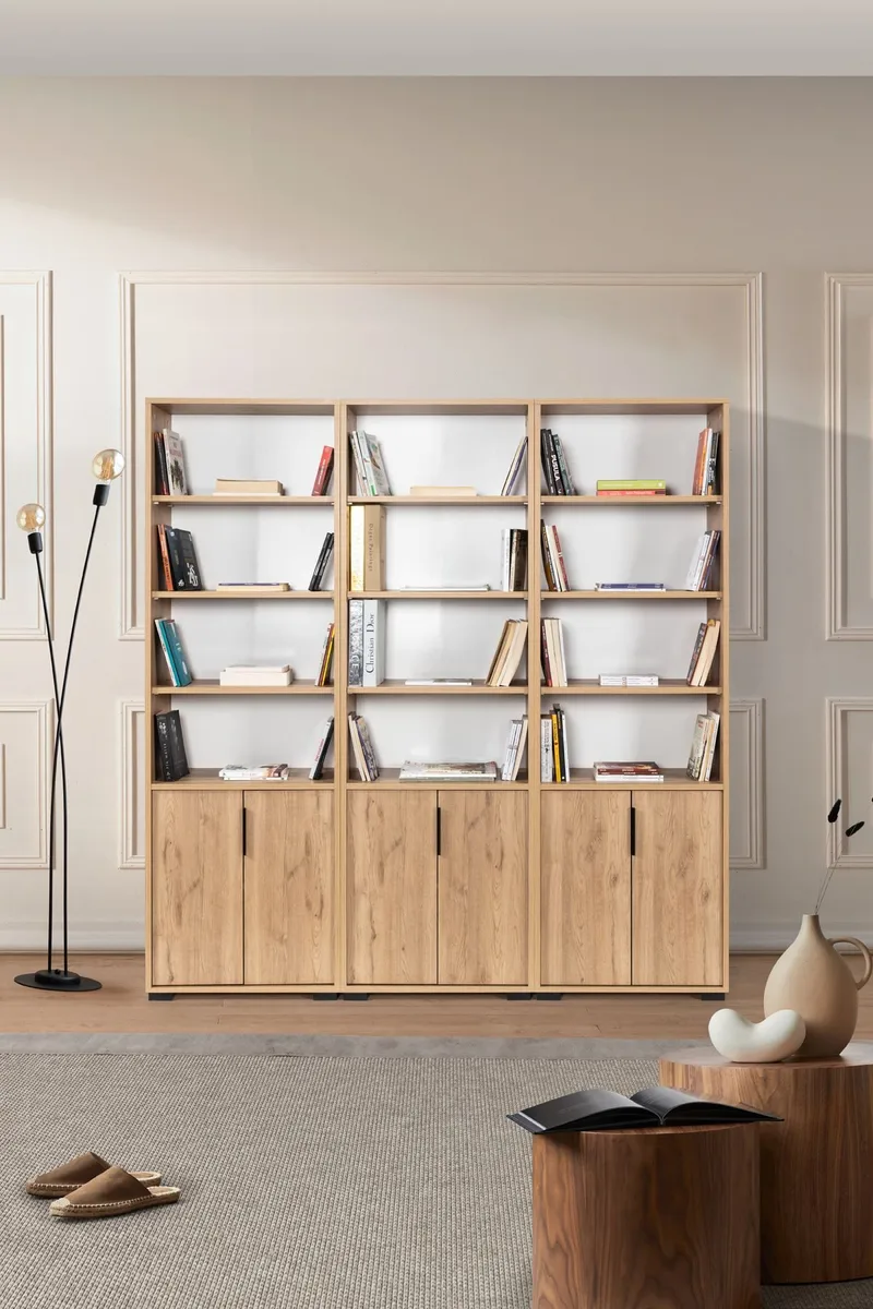 Bogreol Hanah Home Evora Wide (180 x 187 x 30 cm) Sapphire Oak, Sapphire Oak
