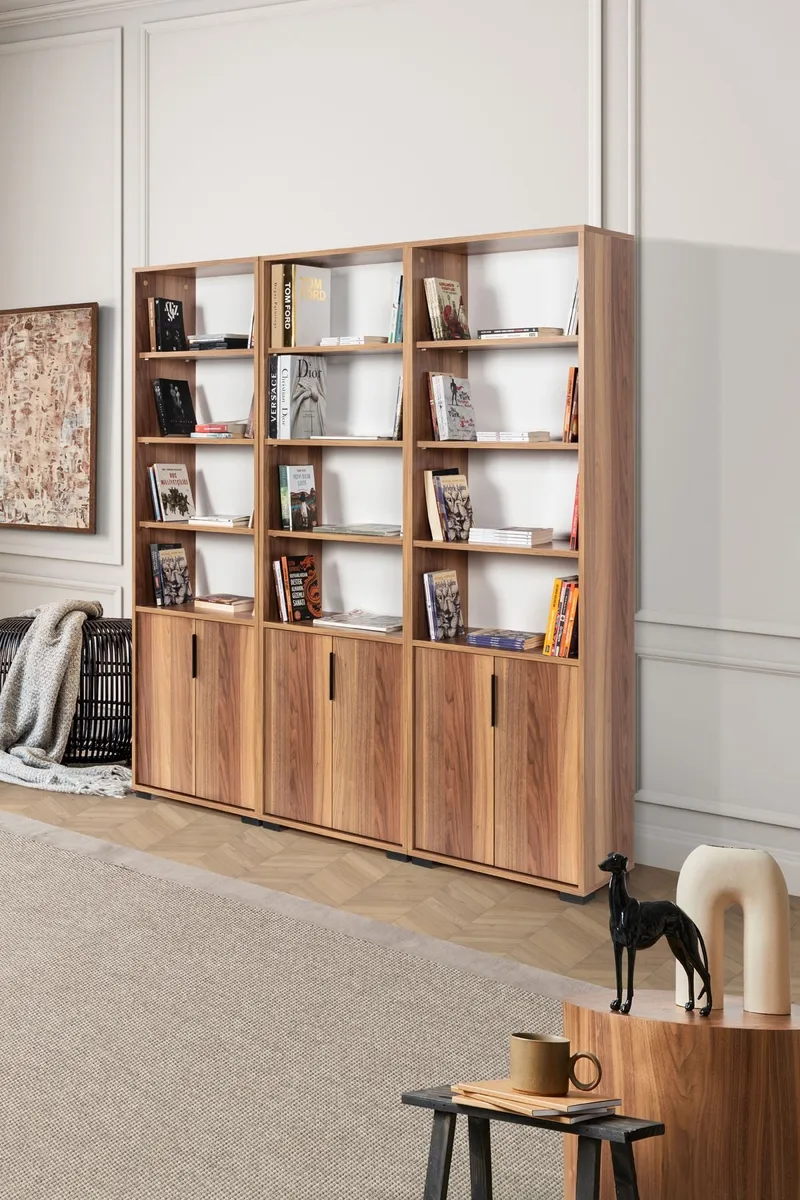Bogreol Hanah Home Evora Wide (180 x 187 x 30 cm) Valnød - Valnød - Opbevaring - Hylder & Reoler - Bogreol
