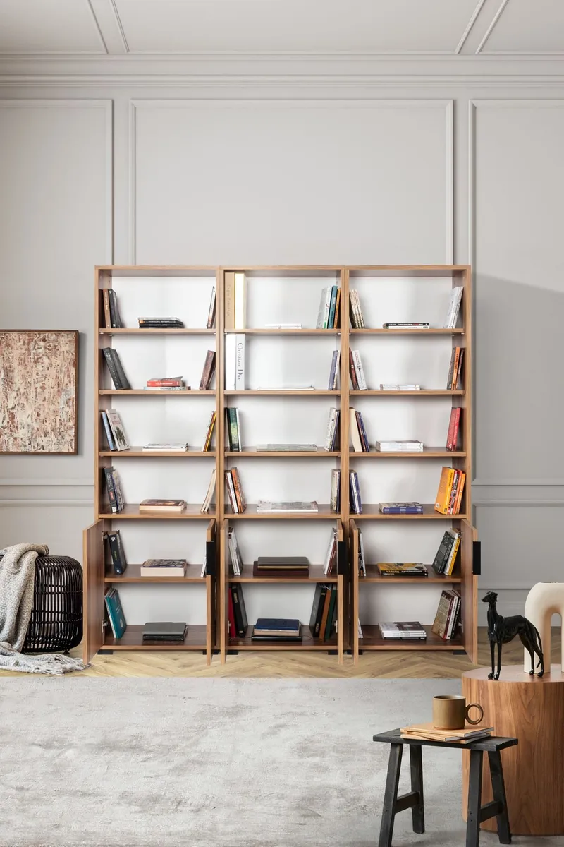 Bogreol Hanah Home Evora Wide (180 x 187 x 30 cm) Valnød - Valnød - Opbevaring - Hylder & Reoler - Bogreol