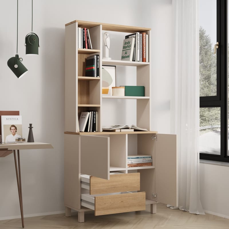 Bogreol Hanah Home Mood (85,2 x 187,8 x 35 cm) Sand Oak - Sand og eg - Opbevaring - Hylder & Reoler - Bogreol