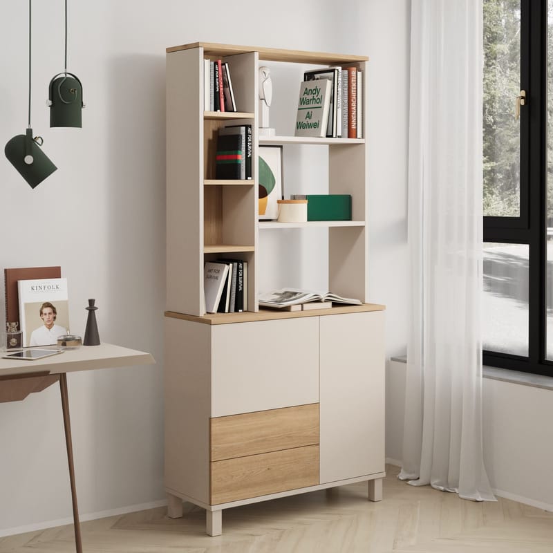 Bogreol Hanah Home Mood (85,2 x 187,8 x 35 cm) Sand Oak - Sand og eg - Opbevaring - Hylder & Reoler - Bogreol
