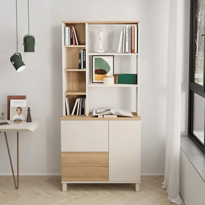 Bogreol Hanah Home Mood (85,2 x 187,8 x 35 cm) Sand Oak - Sand og eg - Opbevaring - Hylder & Reoler - Bogreol