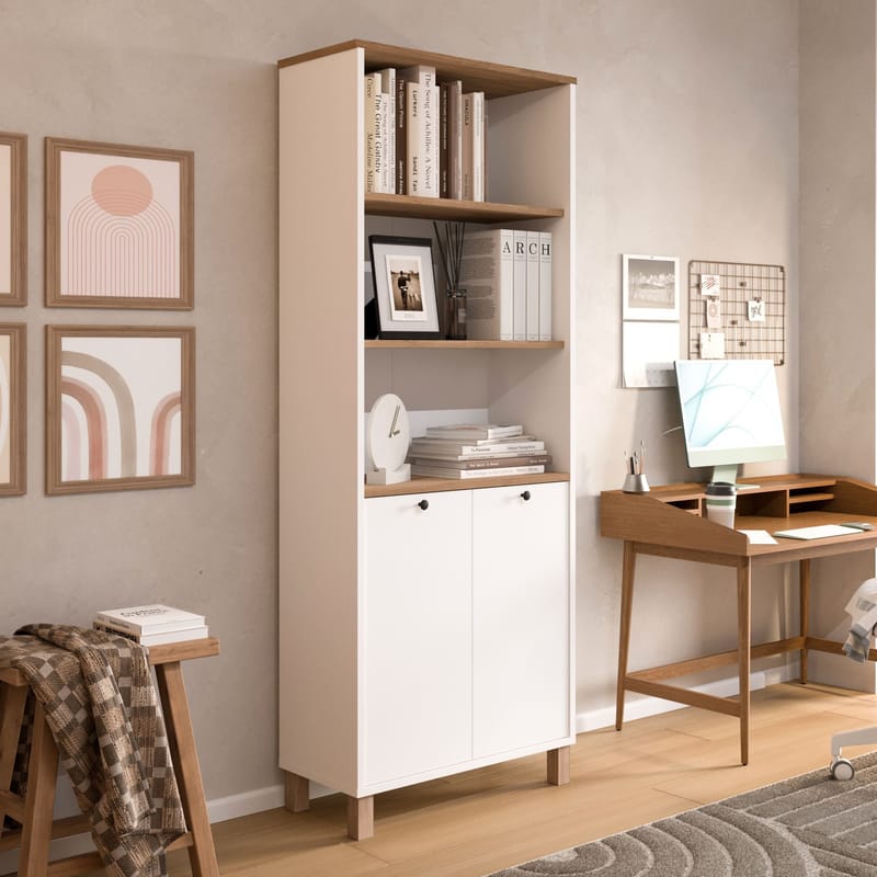 Bogreol Hanah Home Nord (69,5 x 180 x 32 cm) Hvid eg - Hvid og eg - Opbevaring - Hylder & Reoler - Bogreol
