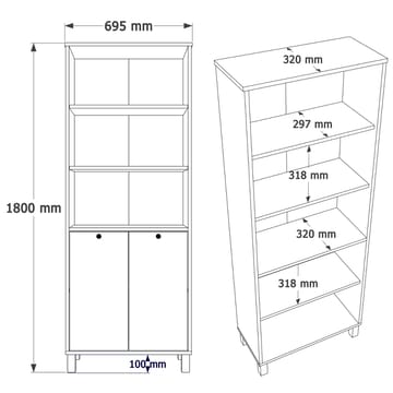 Bogreol Hanah Home Nord (69,5 x 180 x 32 cm) Hvid eg - Hvid og eg - Opbevaring - Hylder & Reoler - Bogreol