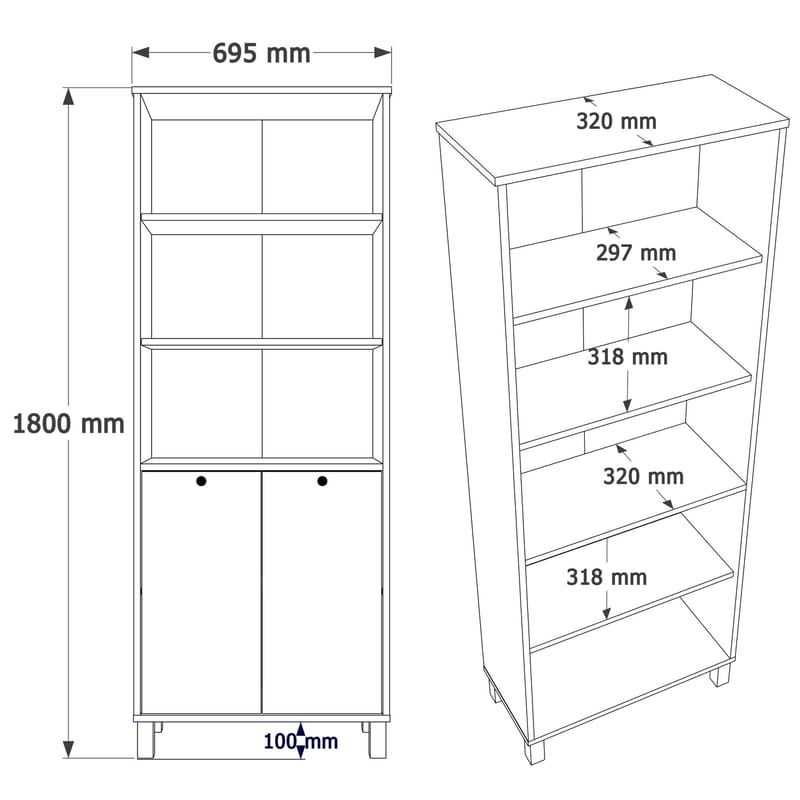 Bogreol Hanah Home Nord (69,5 x 180 x 32 cm) Hvid eg - Hvid og eg - Opbevaring - Hylder & Reoler - Bogreol