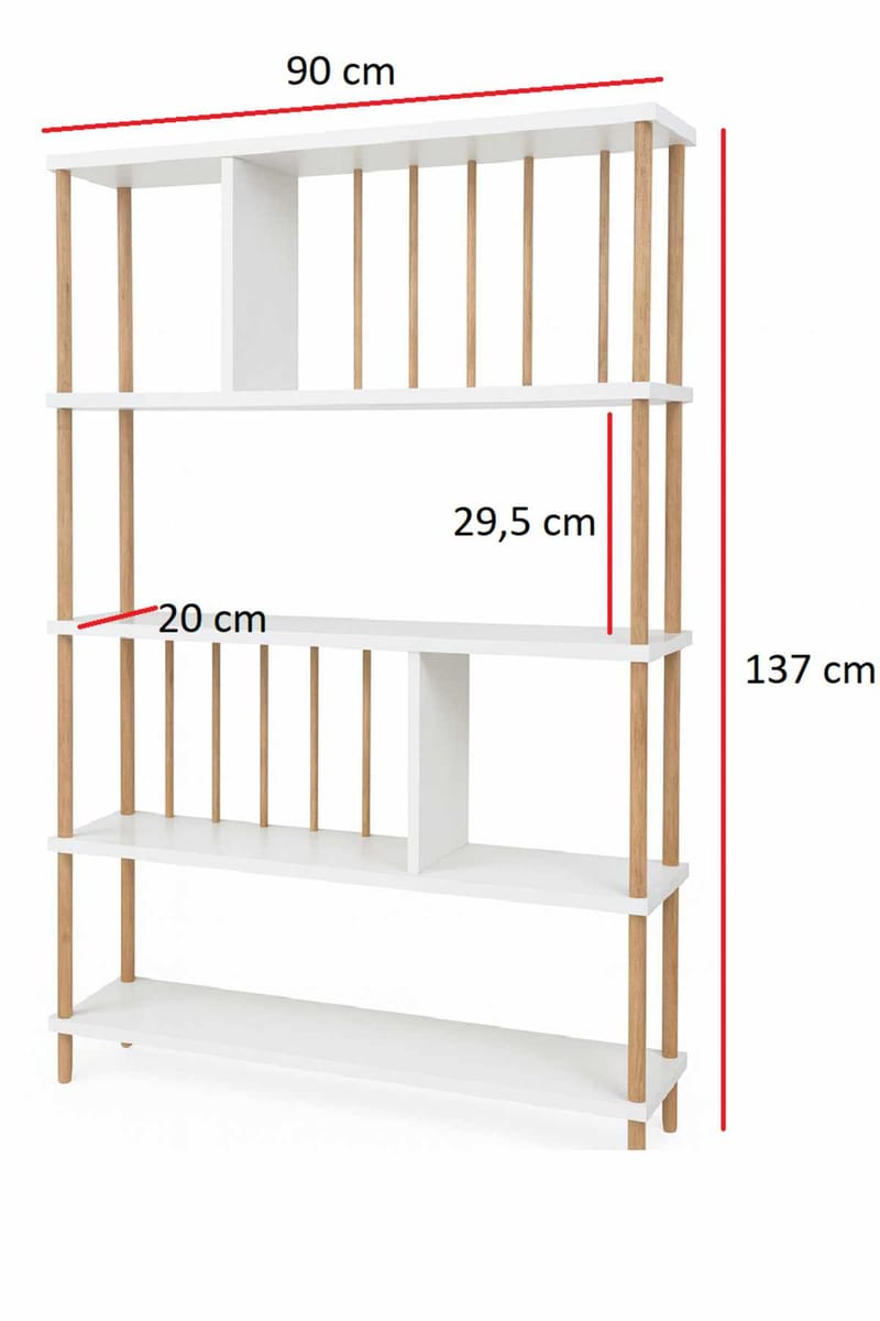 Bogreol Hanah Home Peka Tall (90 x 137 x 20 cm) Hvid - Hvid - Opbevaring - Hylder & Reoler - Bogreol