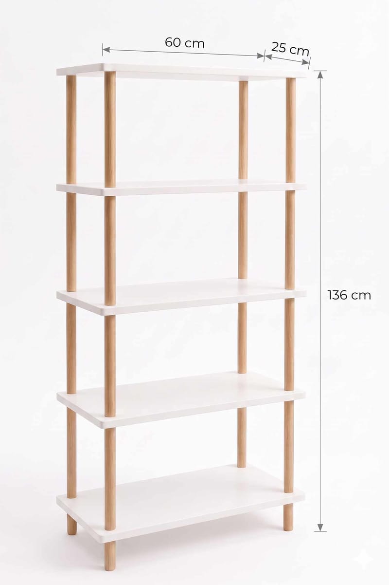 Bogreol Hanah Home Pika Shelf (60 x 136 x 25 cm) Hvid - Hvid - Opbevaring - Hylder & Reoler - Bogreol