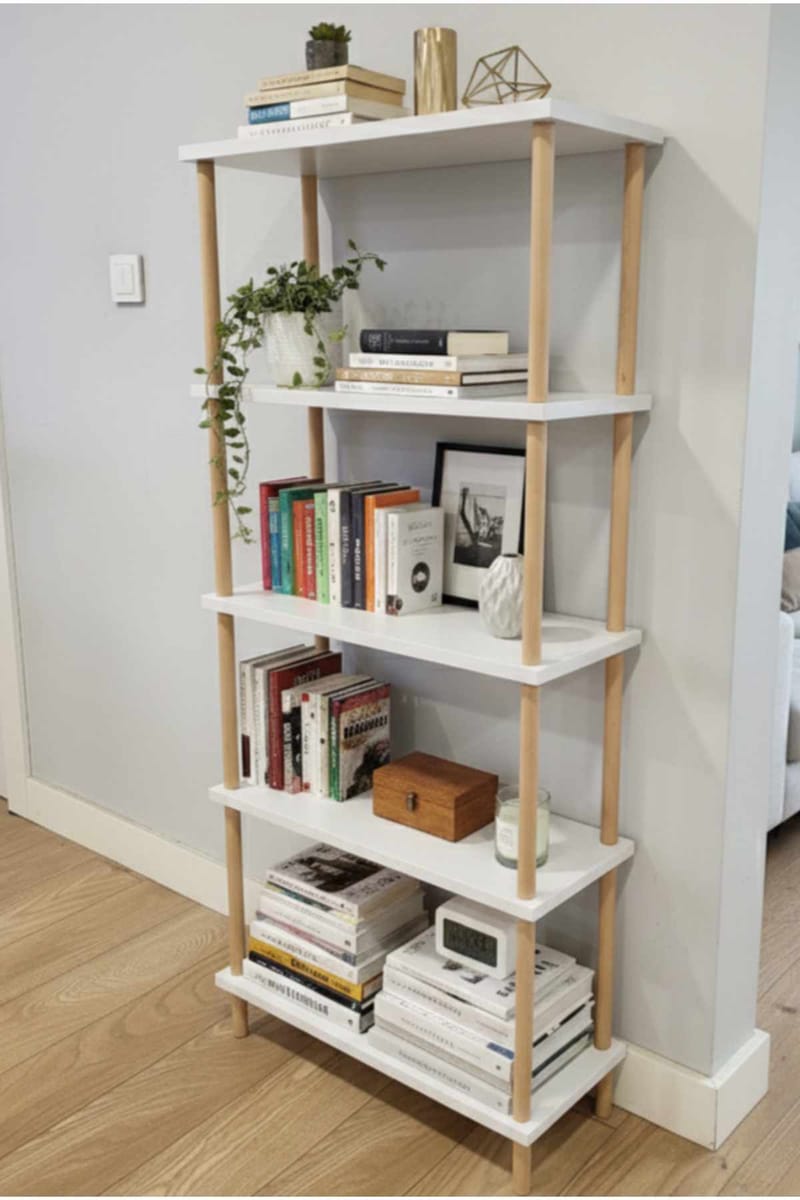 Bogreol Hanah Home Pika Shelf (60 x 136 x 25 cm) Hvid - Hvid - Opbevaring - Hylder & Reoler - Bogreol