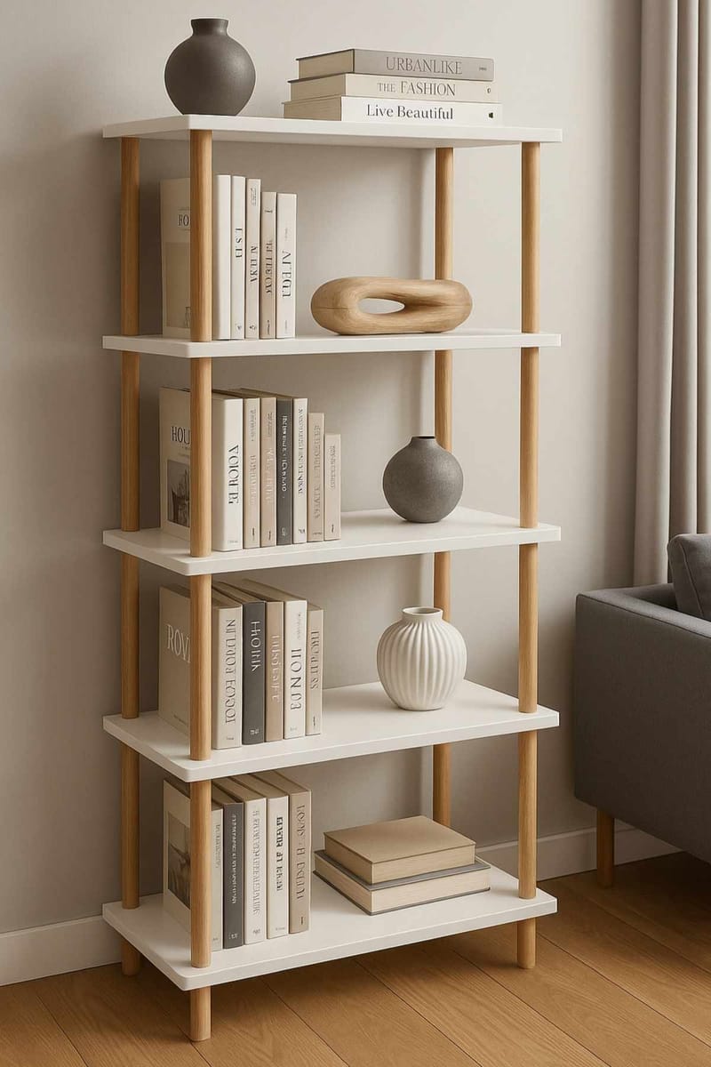 Bogreol Hanah Home Pika Shelf (60 x 136 x 25 cm) Hvid - Hvid - Opbevaring - Hylder & Reoler - Bogreol