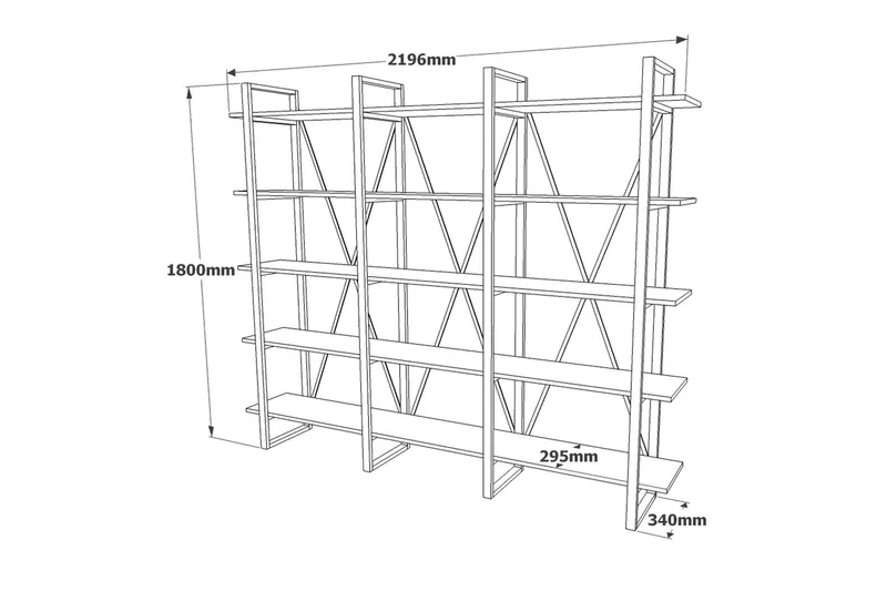 Hardyng Reol 34x2120 cm - Natur - Opbevaring - Hylder & Reoler - Bogreol