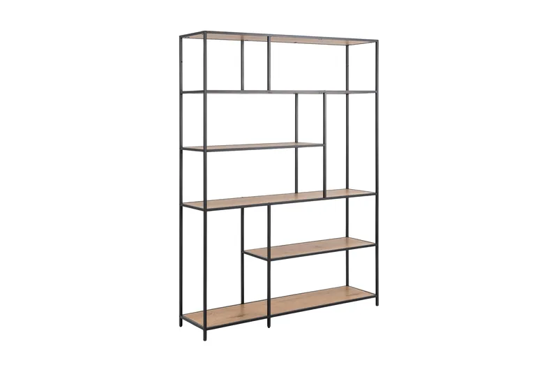 Hasslevik Bogreol 135x35 cm 4 Hylder, Natur/Mat Sort