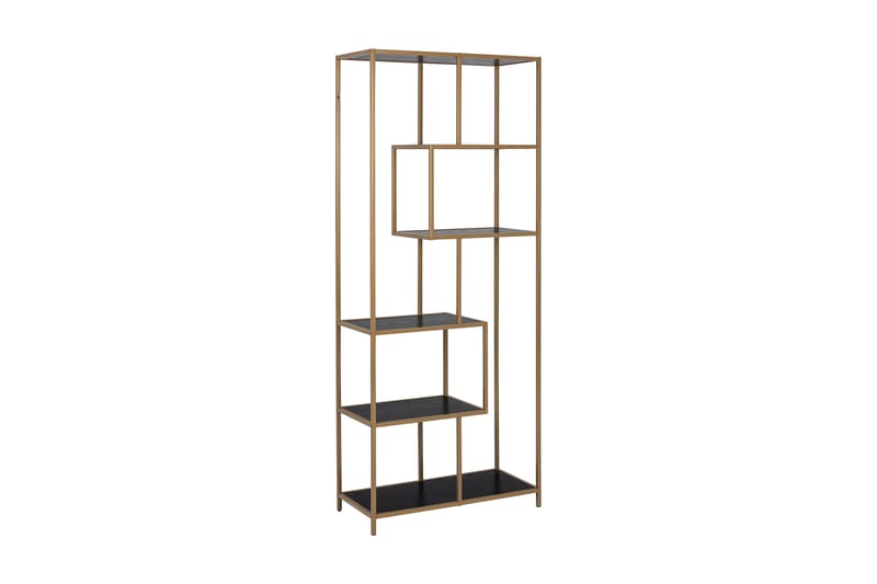 Hasslevik Bogreol 77x35 cm 4 Hylder - Sort/Guld Højglans - Opbevaring - Hylder & Reoler - Bogreol