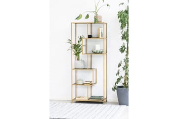 Hasslevik Bogreol 77x35 cm 4 Hylder - Sort/Guld Højglans - Opbevaring - Hylder & Reoler - Bogreol