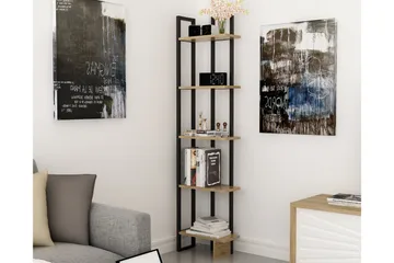 Hejde Bogreol 22 cm i Træ med Jernudseende - Brun|Sort - Opbevaring - Hylder & Reoler - Bogreol