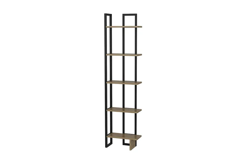 Hejde Bogreol 22 cm i Træ med Jernudseende, Brun|Sort