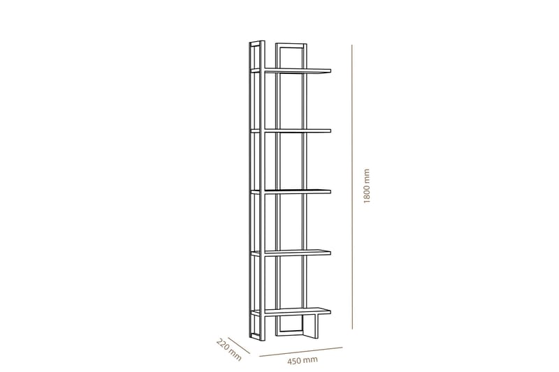 Hejde Bogreol 22 cm i Træ med Jernudseende - Brun|Sort - Opbevaring - Hylder & Reoler - Bogreol