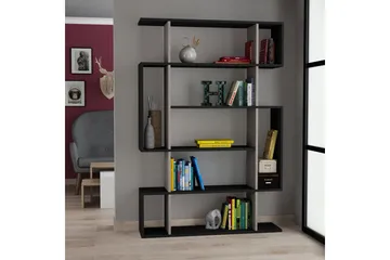 Homitis Bogreol 108 cm i Mørkt Træ - Beige|Grå - Opbevaring - Hylder & Reoler - Bogreol