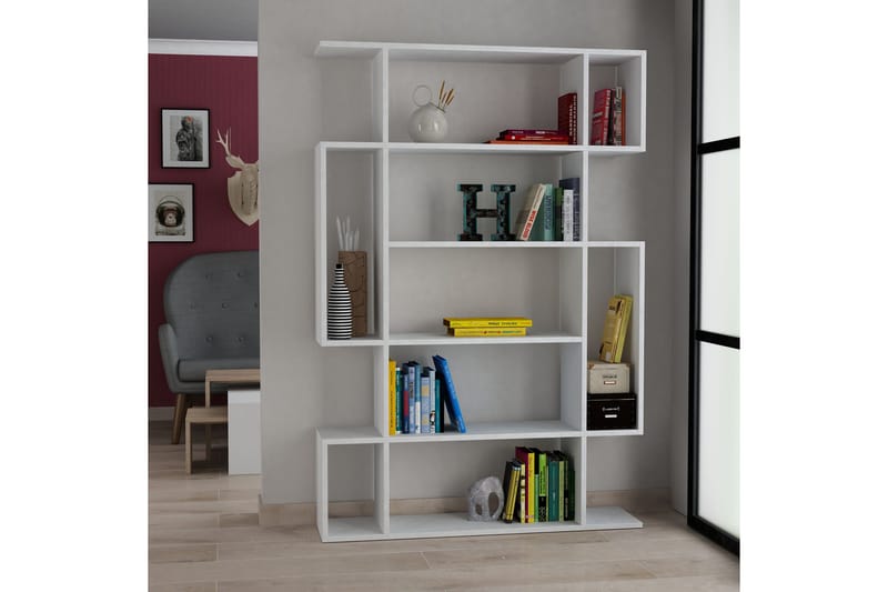 Homitis Bogreol 108 cm i Malet Træ - Hvid - Opbevaring - Hylder & Reoler - Bogreol