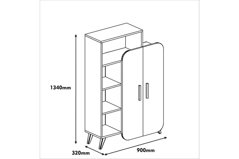Hommaz bogreol med låger - Valnød / hvid - Opbevaring - Hylder & Reoler - Bogreol