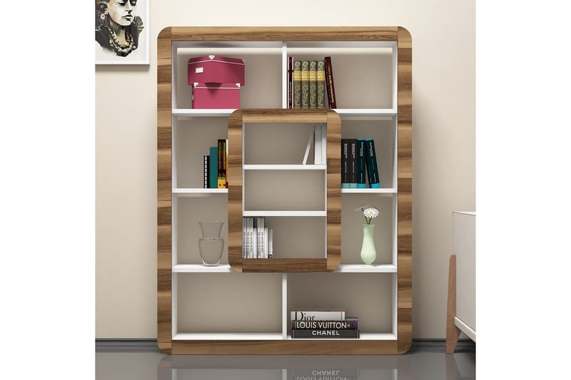 Hovdane bogreol 109 cm - Hvid / brun - Opbevaring - Hylder & Reoler - Bogreol