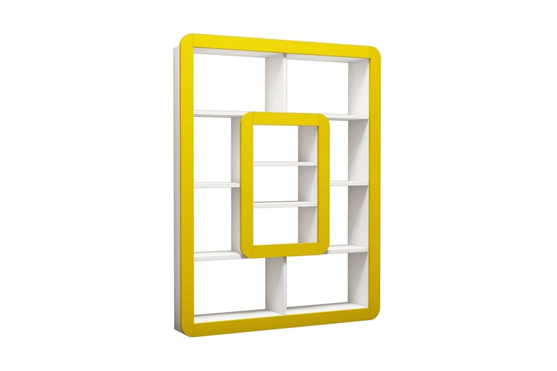 Hovdane bogreol 109 cm - Hvid / Gul - Opbevaring - Hylder & Reoler - Bogreol