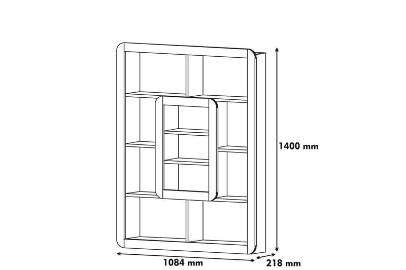 Hovdane bogreol 109 cm - Hvid / Gul - Bogreol