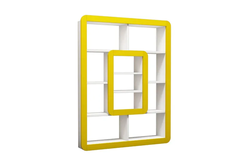 Hovdane bogreol 109 cm, Hvid / Gul