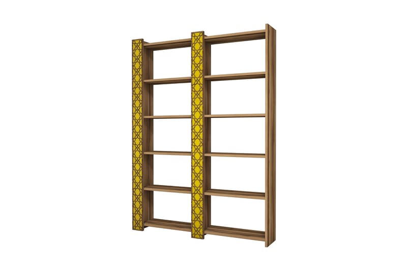 Hovdane bogreol 124 cm - Brun / gul - Opbevaring - Hylder & Reoler - Bogreol
