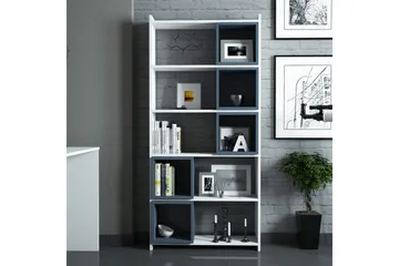 Hovdane Bogreol 22 cm i Malet Træ - Blå|Hvid - Opbevaring - Hylder & Reoler - Bogreol