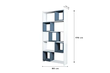 Hovdane Bogreol 22 cm i Malet Træ - Blå|Hvid - Opbevaring - Hylder & Reoler - Bogreol