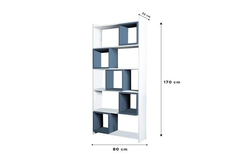 Hovdane Bogreol 22 cm i Malet Træ - Blå|Hvid - Opbevaring - Hylder & Reoler - Bogreol