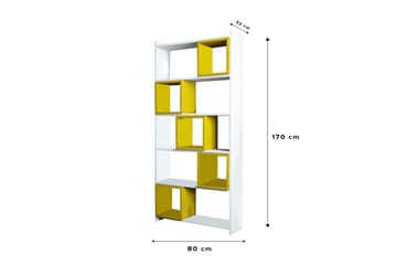 Hovdane Bogreol 22 cm i Malet Træ - Gul|Hvid - Opbevaring - Hylder & Reoler - Bogreol
