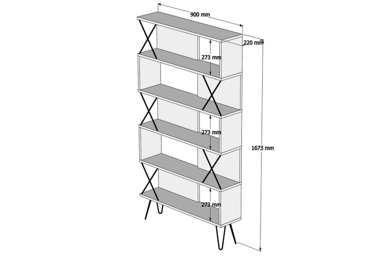 Hovdane Bogreol 22 cm i Malet Træ - Råhvid - Opbevaring - Hylder & Reoler - Bogreol