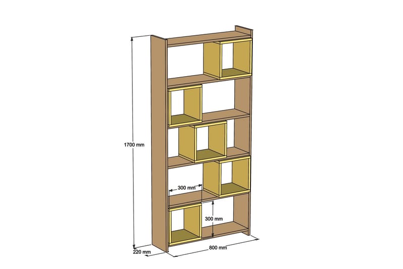 Hovdane Bogreol 80 cm i Træ med Valnøddeudseende - Hvid|Brun - Opbevaring - Hylder & Reoler - Bogreol