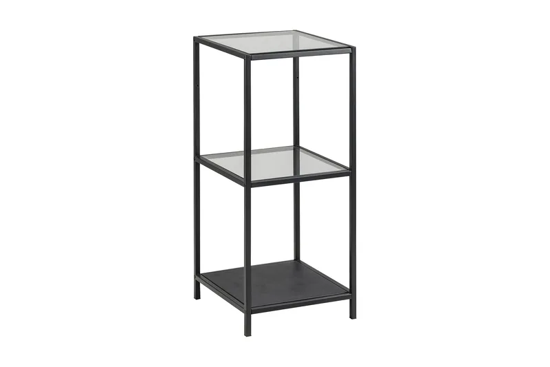 Ikaria Bogreol 3 Hylder i Glas og Metal, Sort