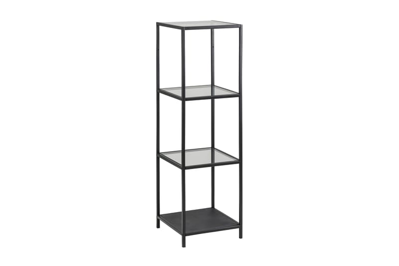 Ikaria Bogreol 35 cm med 4 Hylder i Glas og Metal, Sort