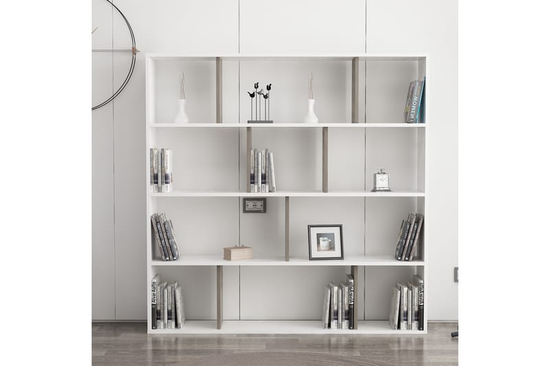 Jasenica Bogreol 145x25 cm - Hvid/Mørkebrun - Opbevaring - Hylder & Reoler - Bogreol