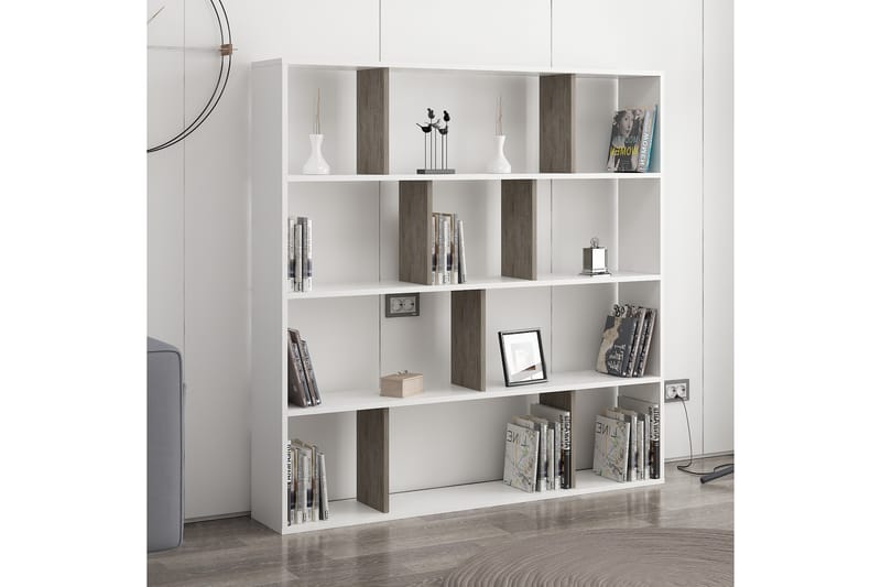 Jasenica Bogreol 145x25 cm, Hvid/Mørkebrun