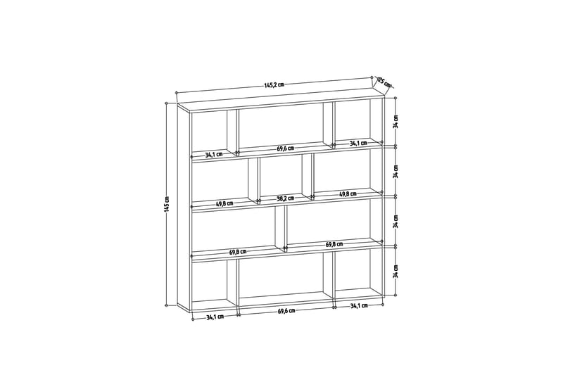 Jasenica Bogreol 145x25 cm - Natur/Hvid - Opbevaring - Hylder & Reoler - Bogreol