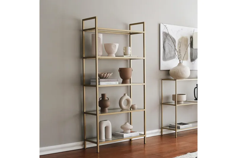 Jorrel Bogreol 165x80 cm - Guld - Opbevaring - Hylder & Reoler - Bogreol