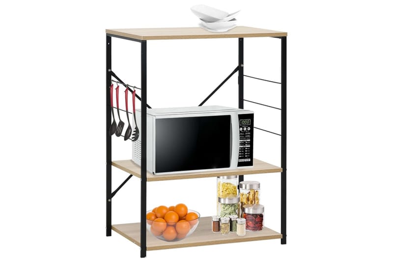 Kökkenreol 60X39,6X79,5 cm Spånplade Sort Og Egetræ - Opbevaring - Hylder & Reoler - Bogreol