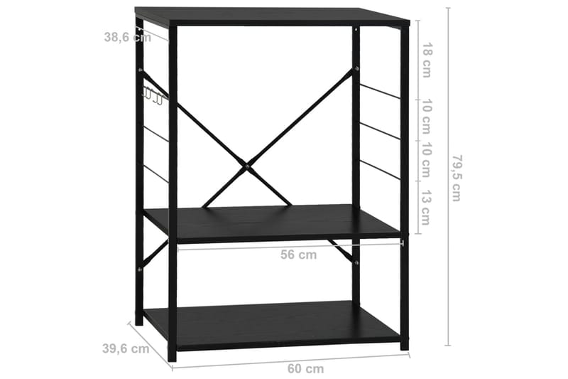 Kökkenreol 60X39,6X79,5 cm Spånplade Sort - Bogreol